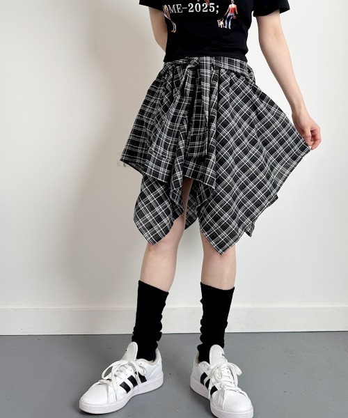 martinique/セミショートチェックスカート ina｜【40%OFF】脇ボタンチェックスカート タータンチェック