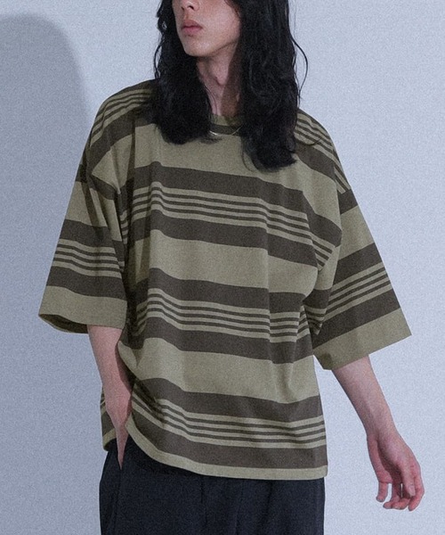 MDR（エムディアール）の「マルチボーダー半袖Ｔシャツ（Tシャツ/カットソー・メンズ・グレー/ブラック・L/M）」の2枚目の写真