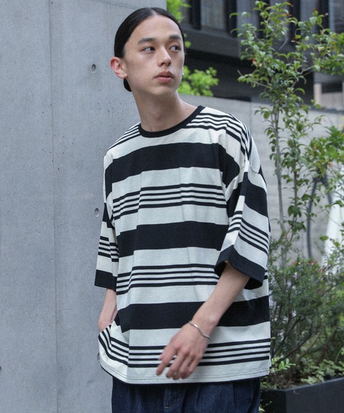 MDR（エムディアール）の「マルチボーダー半袖Ｔシャツ（Tシャツ/カットソー・メンズ・グレー/ブラック・L/M）」の7枚目の写真