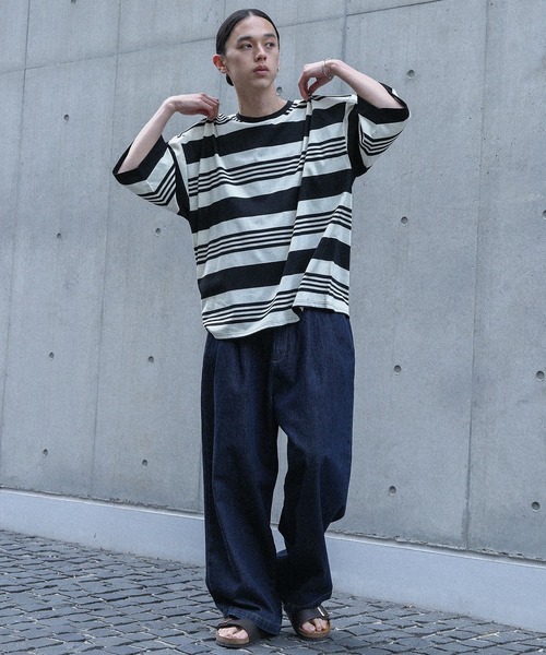 MDR（エムディアール）の「マルチボーダー半袖Ｔシャツ（Tシャツ/カットソー・メンズ・グレー/ブラック・L/M）」の10枚目の写真