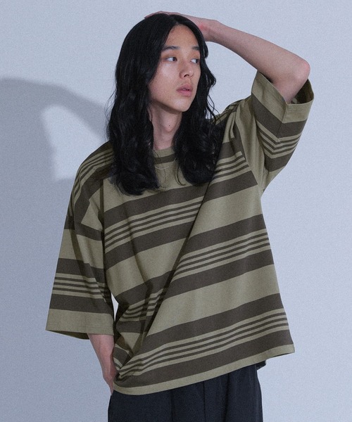 MDR（エムディアール）の「マルチボーダー半袖Ｔシャツ（Tシャツ/カットソー・メンズ・グレー/ブラック・L/M）」の11枚目の写真