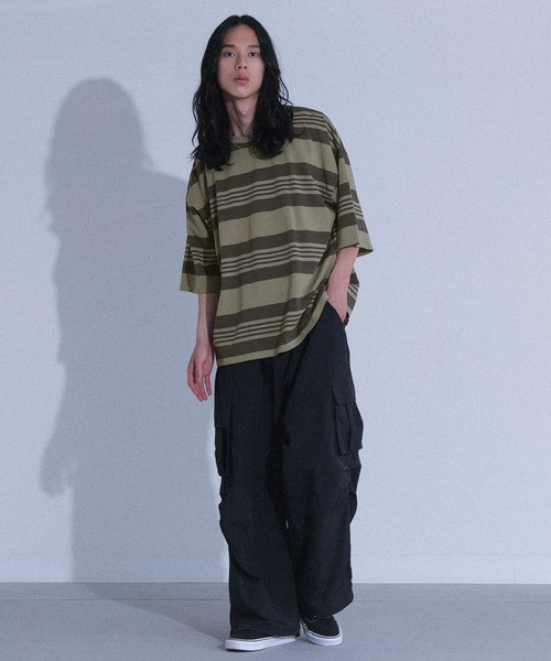 MDR（エムディアール）の「マルチボーダー半袖Ｔシャツ（Tシャツ/カットソー・メンズ・グレー/ブラック・L/M）」の14枚目の写真