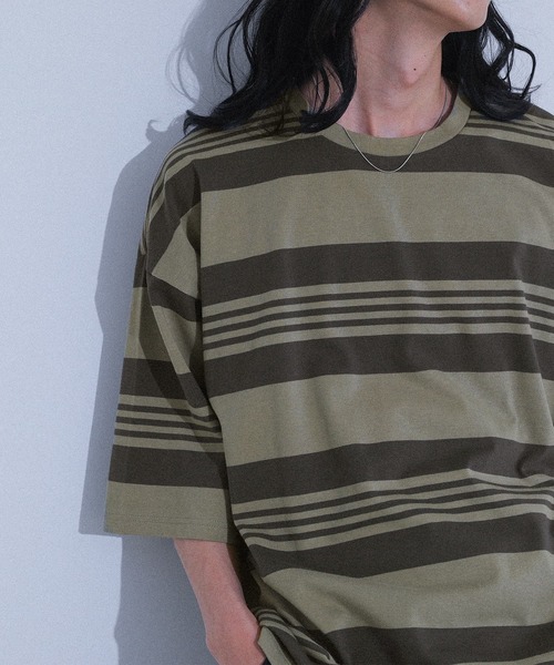 MDR（エムディアール）の「マルチボーダー半袖Ｔシャツ（Tシャツ/カットソー・メンズ・グレー/ブラック・L/M）」の13枚目の写真