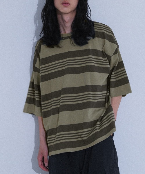 MDR（エムディアール）の「マルチボーダー半袖Ｔシャツ（Tシャツ/カットソー・メンズ・グレー/ブラック・L/M）」の4枚目の写真