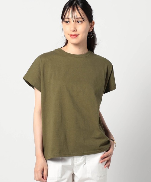 Grand PARK（グランドパーク）の「ワンポイント刺繍 ドルマンTシャツ（Tシャツ/カットソー・レディース・チャコールグレー/カーキ/ホワイト/テラコッタ・FREE）」の4枚目の写真