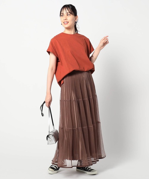 Grand PARK（グランドパーク）の「ワンポイント刺繍 ドルマンTシャツ（Tシャツ/カットソー・レディース・チャコールグレー/カーキ/ホワイト/テラコッタ・FREE）」の16枚目の写真