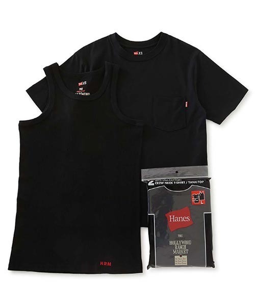 HOLLYWOOD RANCH MARKET(ハリウッドランチマーケット)の「Hanes x HRM /EXCLUSIVE 2 PACK Tシャツ & タンクトップ(Tシャツ/カットソー・メンズ・ブラック/ホワイト・S/M/L/XL/XS/XXL)」の2枚目の写真