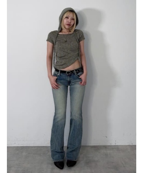 LAGUA GEM(ラグアジェム)の「HOODIE BRAID トップス(パーカー・レディース・ブラック/カーキ/ブルー・FREE)」の6枚目の写真