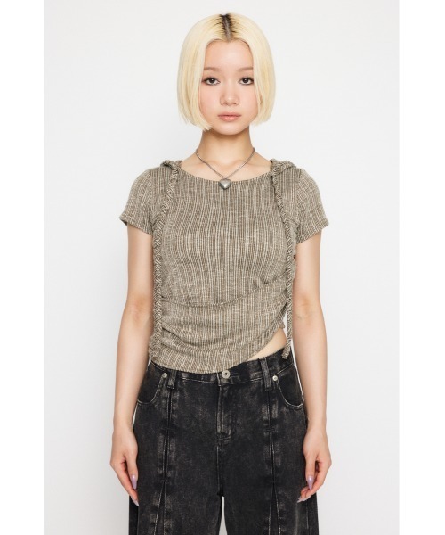 LAGUA GEM(ラグアジェム)の「HOODIE BRAID トップス(パーカー・レディース・ブラック/カーキ/ブルー・FREE)」の13枚目の写真