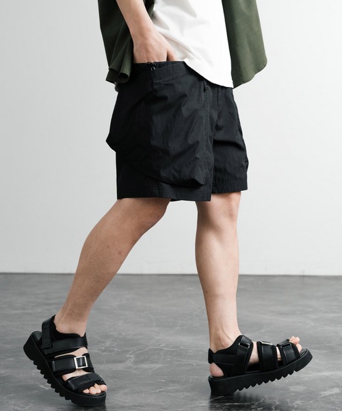 Audience（オーディエンス）の「Audience オーディエンス 綿ナイロンキャンバスサイドドローコードワイドカーゴショーツ AUD3641（カーゴパンツ・メンズ・ベージュ/オリーブ/ブラック/スミクロ・L/M）」の18枚目の写真