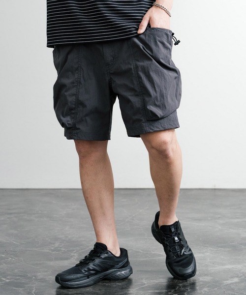 Audience（オーディエンス）の「Audience オーディエンス 綿ナイロンキャンバスサイドドローコードワイドカーゴショーツ AUD3641（カーゴパンツ・メンズ・ベージュ/オリーブ/ブラック/スミクロ・L/M）」の15枚目の写真