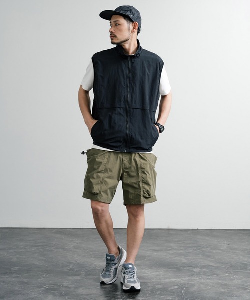 Audience（オーディエンス）の「Audience オーディエンス 綿ナイロンキャンバスサイドドローコードワイドカーゴショーツ AUD3641（カーゴパンツ・メンズ・ベージュ/オリーブ/ブラック/スミクロ・L/M）」の5枚目の写真