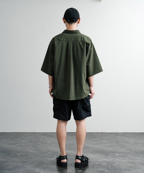 Audience（オーディエンス）の「Audience オーディエンス 綿ナイロンキャンバスサイドドローコードワイドカーゴショーツ AUD3641（カーゴパンツ・メンズ・ベージュ/オリーブ/ブラック/スミクロ・L/M）」の21枚目の写真