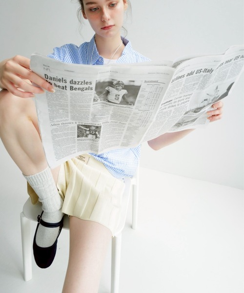 common gull products.(コモンガルプロダクツ)の「umbro×common gull products.でこぼこのニットショートパンツ(その他パンツ・レディース・ライトイエロー/アイボリー・フリー)」の22枚目の写真