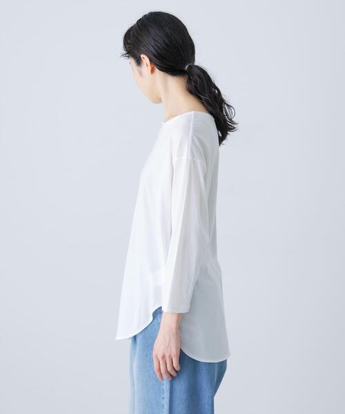 かぐれ(カグレ)の「シフォン天竺7分袖カットソー(Tシャツ/カットソー・レディース・ブラック/ライトグレー/オフホワイト・FREE)」の5枚目の写真