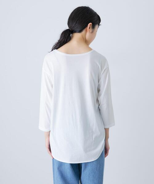 かぐれ(カグレ)の「シフォン天竺7分袖カットソー(Tシャツ/カットソー・レディース・ブラック/ライトグレー/オフホワイト・FREE)」の6枚目の写真