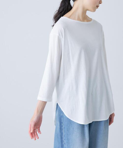 かぐれ(カグレ)の「シフォン天竺7分袖カットソー(Tシャツ/カットソー・レディース・ブラック/ライトグレー/オフホワイト・FREE)」の7枚目の写真