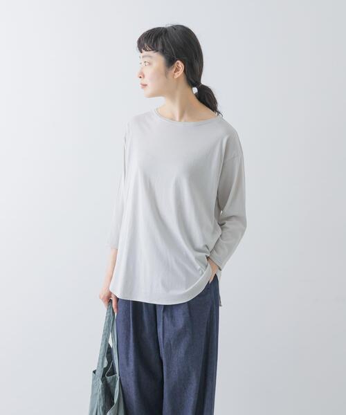 かぐれ(カグレ)の「シフォン天竺7分袖カットソー(Tシャツ/カットソー・レディース・ブラック/ライトグレー/オフホワイト・FREE)」の11枚目の写真