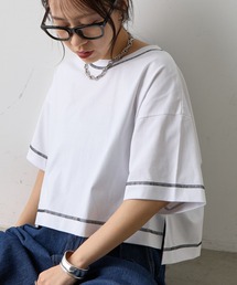 COLONY 2139 | スマートワイドクロップド配色ステッチTシャツ(Tシャツ/カットソー)