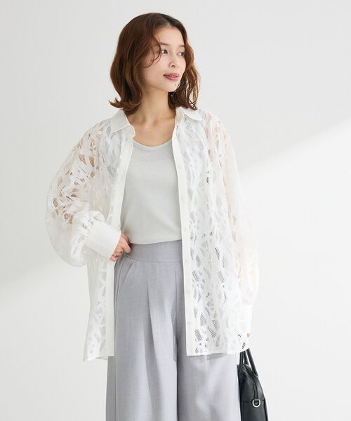 ELENCARE DUE(エレンカーレデュエ)の「・ELENCARE DUE 総レースブラウス(シャツ/ブラウス・レディース・ブラック/カーキ/サックスブルー/オフホワイト・FREE)」の5枚目の写真