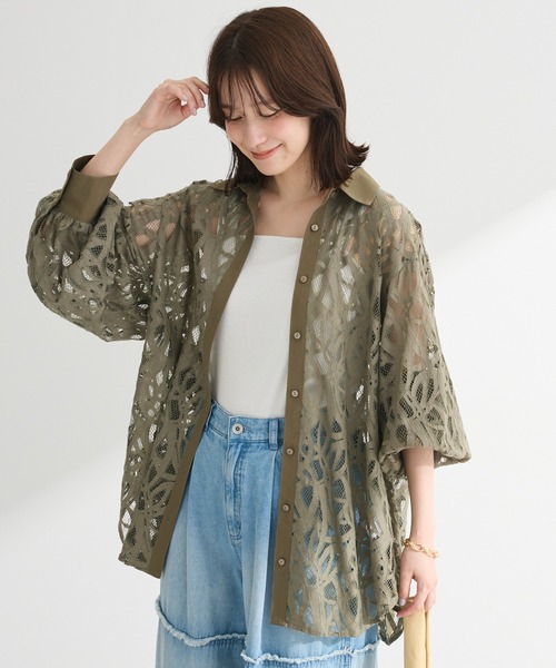 ELENCARE DUE(エレンカーレデュエ)の「・ELENCARE DUE 総レースブラウス(シャツ/ブラウス・レディース・ブラック/カーキ/サックスブルー/オフホワイト・FREE)」の3枚目の写真
