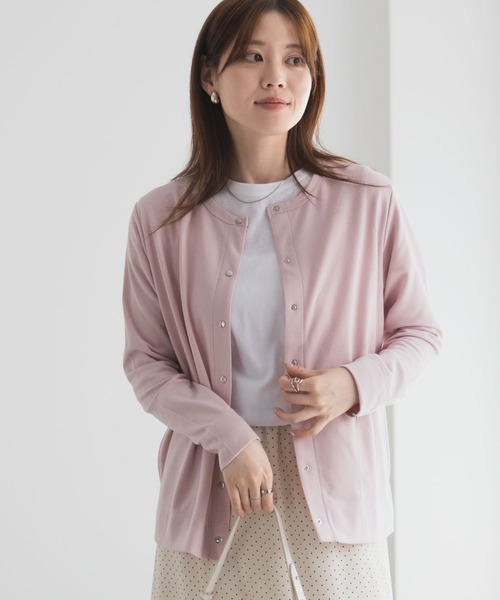 Mac-House(マックハウス)の「【UVカット ドライ】ドットボタンカーディガン(カーディガン/ボレロ・レディース・ピンク/オートミール/杢グレー/チャコールグレー・M/L/XL)」の10枚目の写真