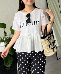 裾パールペプラムロゴTシャツ