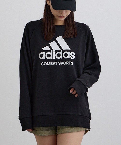 ADDITION STORE（アディションストア）の「【ADDITION STORE】アディダス コンバットスポーツ ロゴプリントクルーネックスウェット(ミニ裏毛）（スウェット・レディース・グリーン/チャコールグレー/ブラック・MEDIUM/LARGE）」の2枚目の写真