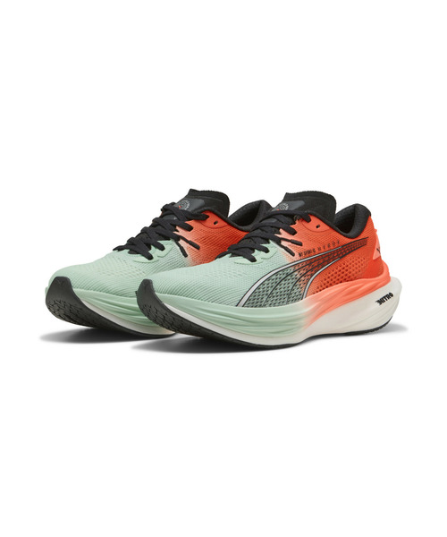 PUMA（プーマ）の「PUMA プーマ ウィメンズ PUMA x HYROX ディヴィエイト ニトロ 3 ランニングシュ（スニーカー・レディース・グリーン×オレンジ・24.5cm/23.5cm/24.0cm/23.0cm）」の2枚目の写真