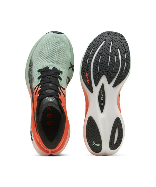 PUMA（プーマ）の「PUMA プーマ ウィメンズ PUMA x HYROX ディヴィエイト ニトロ 3 ランニングシュ（スニーカー・レディース・グリーン×オレンジ・24.5cm/23.5cm/24.0cm/23.0cm）」の4枚目の写真