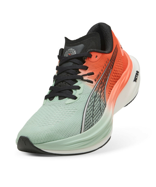 PUMA（プーマ）の「PUMA プーマ ウィメンズ PUMA x HYROX ディヴィエイト ニトロ 3 ランニングシュ（スニーカー・レディース・グリーン×オレンジ・24.5cm/23.5cm/24.0cm/23.0cm）」の6枚目の写真