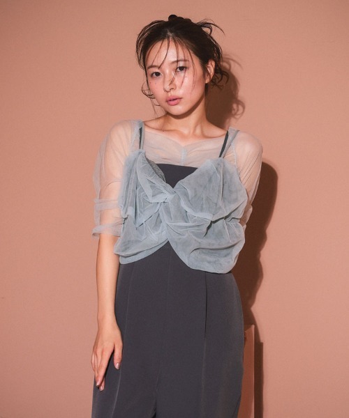 DONOBAN（ドノバン）の「【ANDRESD】twisted bustier layered tops［ツイステッドビスチェレイヤードトップス］（Tシャツ/カットソー・レディース・ベージュ/チャコール/ライトブルー/ブラック・M）」の4枚目の写真