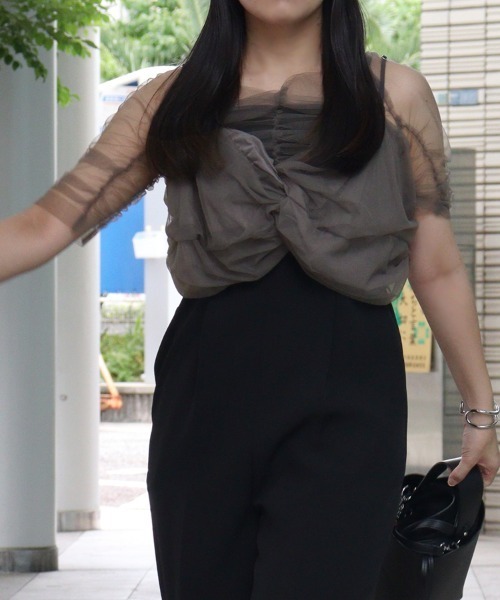 DONOBAN（ドノバン）の「【ANDRESD】twisted bustier layered tops［ツイステッドビスチェレイヤードトップス］（Tシャツ/カットソー・レディース・ベージュ/チャコール/ライトブルー/ブラック・M）」の21枚目の写真