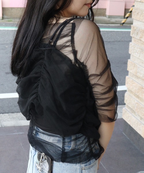 DONOBAN（ドノバン）の「【ANDRESD】twisted bustier layered tops［ツイステッドビスチェレイヤードトップス］（Tシャツ/カットソー・レディース・ベージュ/チャコール/ライトブルー/ブラック・M）」の16枚目の写真
