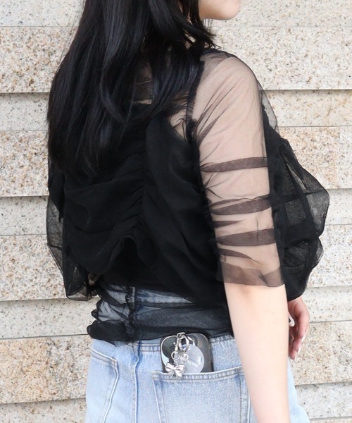 DONOBAN（ドノバン）の「【ANDRESD】twisted bustier layered tops［ツイステッドビスチェレイヤードトップス］（Tシャツ/カットソー・レディース・ベージュ/チャコール/ライトブルー/ブラック・M）」の14枚目の写真