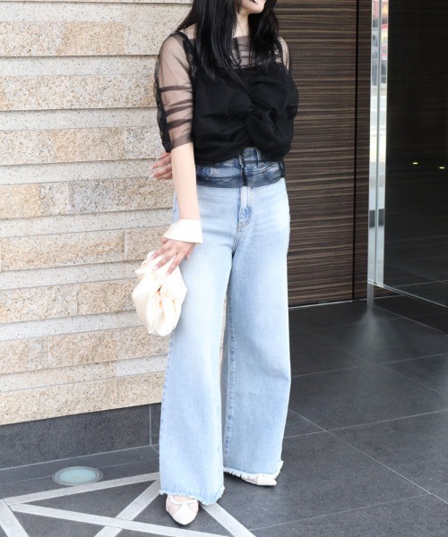 DONOBAN（ドノバン）の「【ANDRESD】twisted bustier layered tops［ツイステッドビスチェレイヤードトップス］（Tシャツ/カットソー・レディース・ベージュ/チャコール/ライトブルー/ブラック・M）」の15枚目の写真