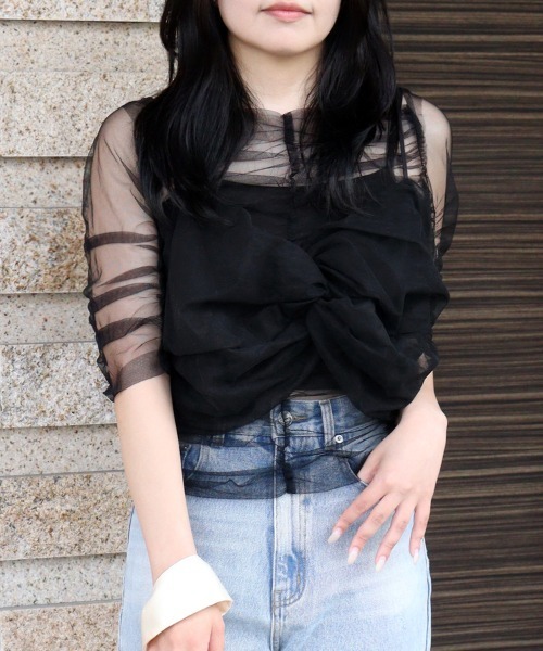 セール】【ANDRESD】twisted bustier layered tops［ツイステッド
