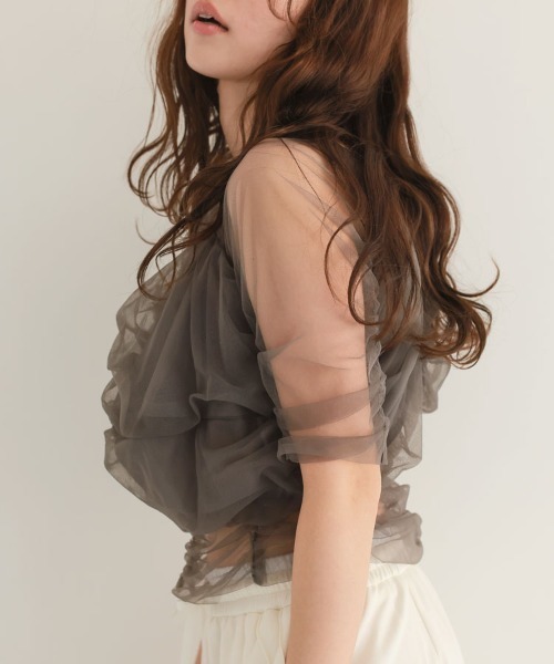 DONOBAN（ドノバン）の「【ANDRESD】twisted bustier layered tops［ツイステッドビスチェレイヤードトップス］（Tシャツ/カットソー・レディース・ベージュ/チャコール/ライトブルー/ブラック・M）」の8枚目の写真