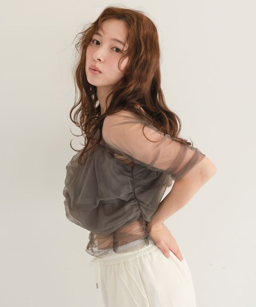 DONOBAN（ドノバン）の「【ANDRESD】twisted bustier layered tops［ツイステッドビスチェレイヤードトップス］（Tシャツ/カットソー・レディース・ベージュ/チャコール/ライトブルー/ブラック・M）」の18枚目の写真