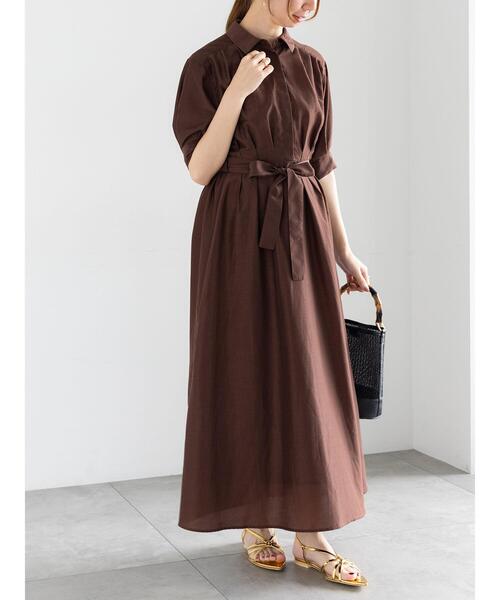 Te chichi（テチチ）の「スパンローンシャツワンピース（ワンピース・レディース・キャメル/ブラウン/ネイビー・F）」の2枚目の写真