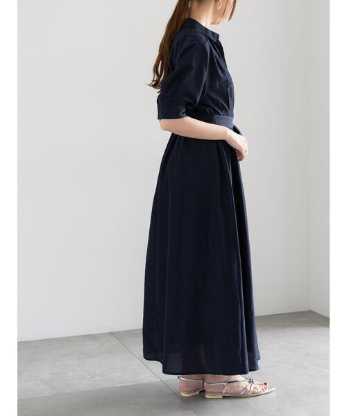 テチチ　スパンローンシャツワンピース　ネイビー　フリーサイズ セール】 スパンローンシャツワンピース（ブラウン/キャメル