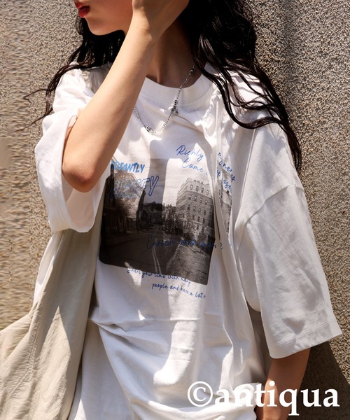 antiqua(アンティカ)の「立体タックデザインTシャツ(Tシャツ/カットソー・レディース・ホワイト系その他/ホワイト/ブラック系その他/ブラック・ONESIZE)」の3枚目の写真