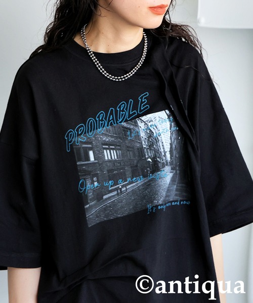 antiqua(アンティカ)の「立体タックデザインTシャツ(Tシャツ/カットソー・レディース・ホワイト系その他/ホワイト/ブラック系その他/ブラック・ONESIZE)」の4枚目の写真
