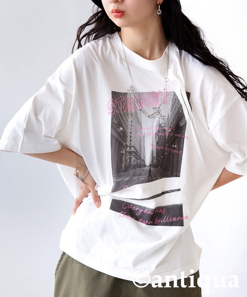 antiqua(アンティカ)の「立体タックデザインTシャツ(Tシャツ/カットソー・レディース・ホワイト系その他/ホワイト/ブラック系その他/ブラック・ONESIZE)」の5枚目の写真