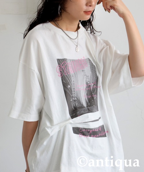antiqua(アンティカ)の「立体タックデザインTシャツ(Tシャツ/カットソー・レディース・ホワイト系その他/ホワイト/ブラック系その他/ブラック・ONESIZE)」の9枚目の写真