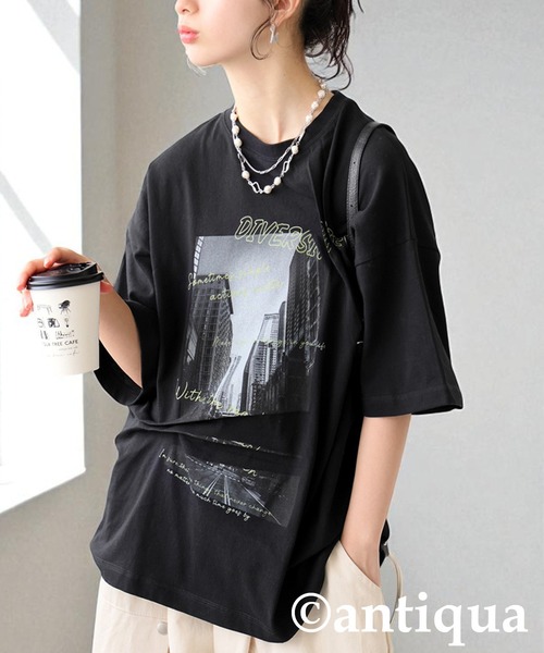 antiqua(アンティカ)の「立体タックデザインTシャツ(Tシャツ/カットソー・レディース・ホワイト系その他/ホワイト/ブラック系その他/ブラック・ONESIZE)」の17枚目の写真