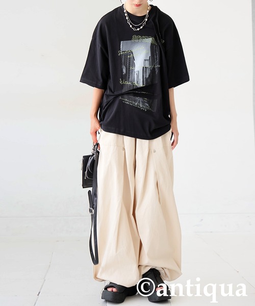 antiqua(アンティカ)の「立体タックデザインTシャツ(Tシャツ/カットソー・レディース・ホワイト系その他/ホワイト/ブラック系その他/ブラック・ONESIZE)」の18枚目の写真