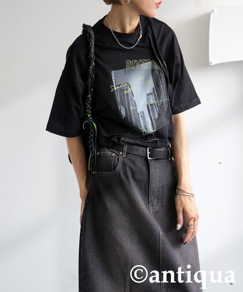 antiqua(アンティカ)の「立体タックデザインTシャツ(Tシャツ/カットソー・レディース・ホワイト系その他/ホワイト/ブラック系その他/ブラック・ONESIZE)」の20枚目の写真