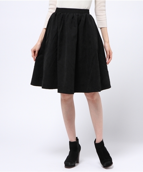 CIAOPANIC（チャオパニック）の「【Ciaopanic】　ピーチ起毛ミドルオードリーSK（スカート・レディース・キャメル/オリーブ/ブラック・FREE）」の2枚目の写真