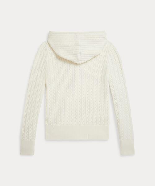 POLO RALPH LAUREN CHILDRENSWEAR(ポロ ラルフ ローレン チルドレンズウェア)の「ミニケーブル コットン フルジップ フーディ(ニット/セーター・キッズ・ホワイト・L/XL/M/S)」の2枚目の写真